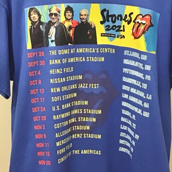 Rolling Stones T Shirt Size Large Men’s 2021 Concert Tour Tee Unisex Blue - Picture 4 of 8